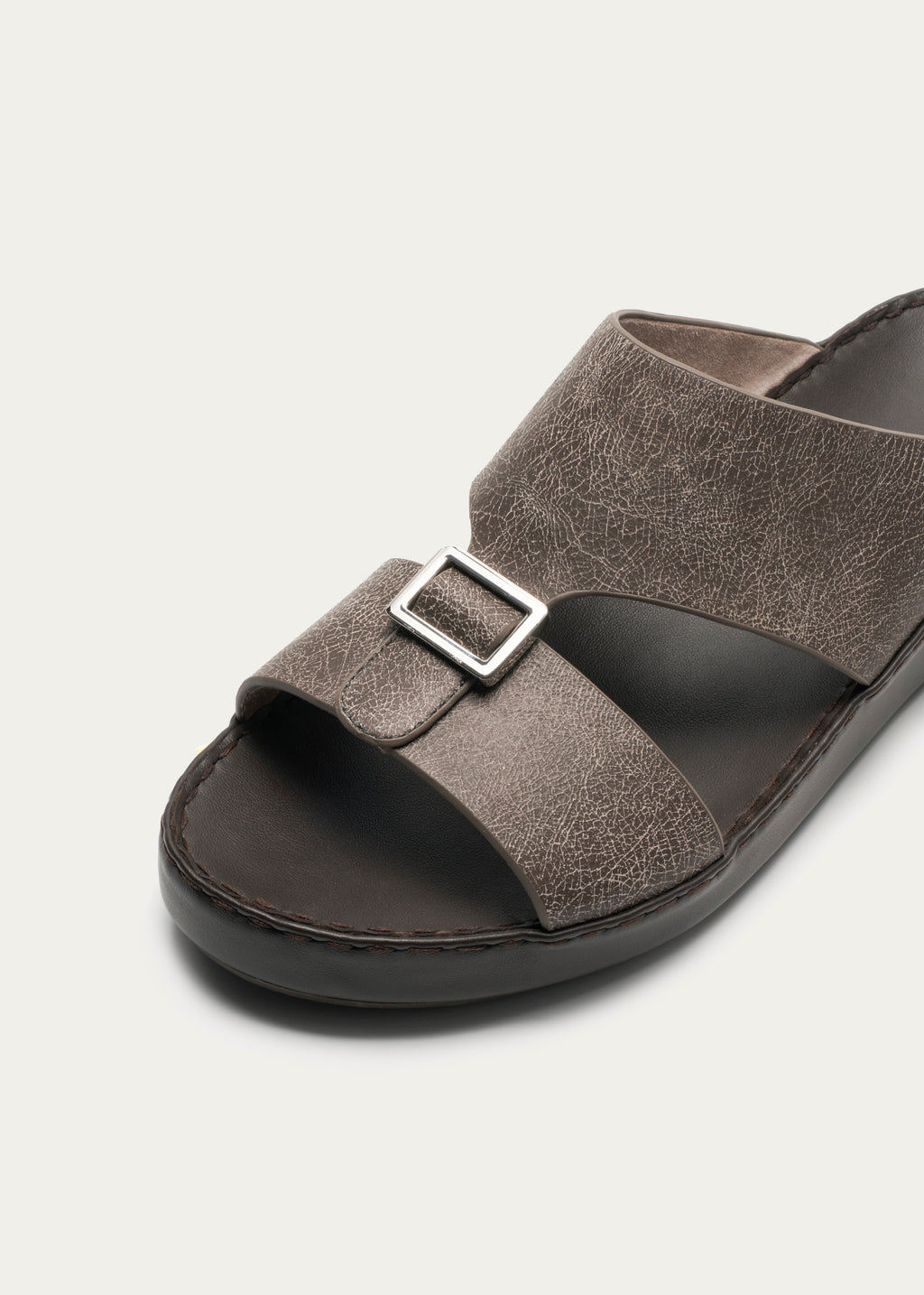 Calf Leather Sandals-Ice Crakle Series-Desert Gray