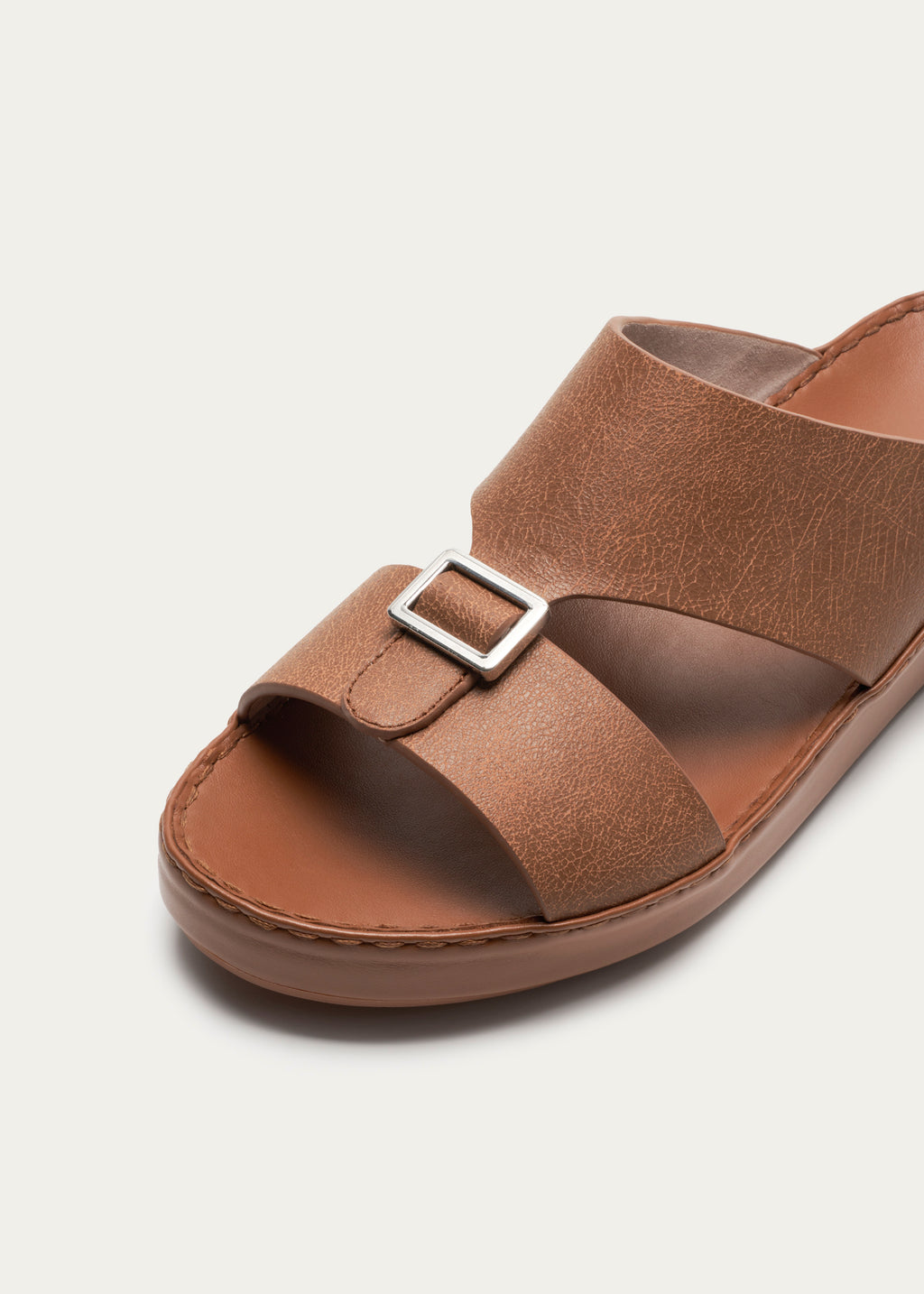 Calf Leather Sandals-Ice Crakle Series-Sepia Brown