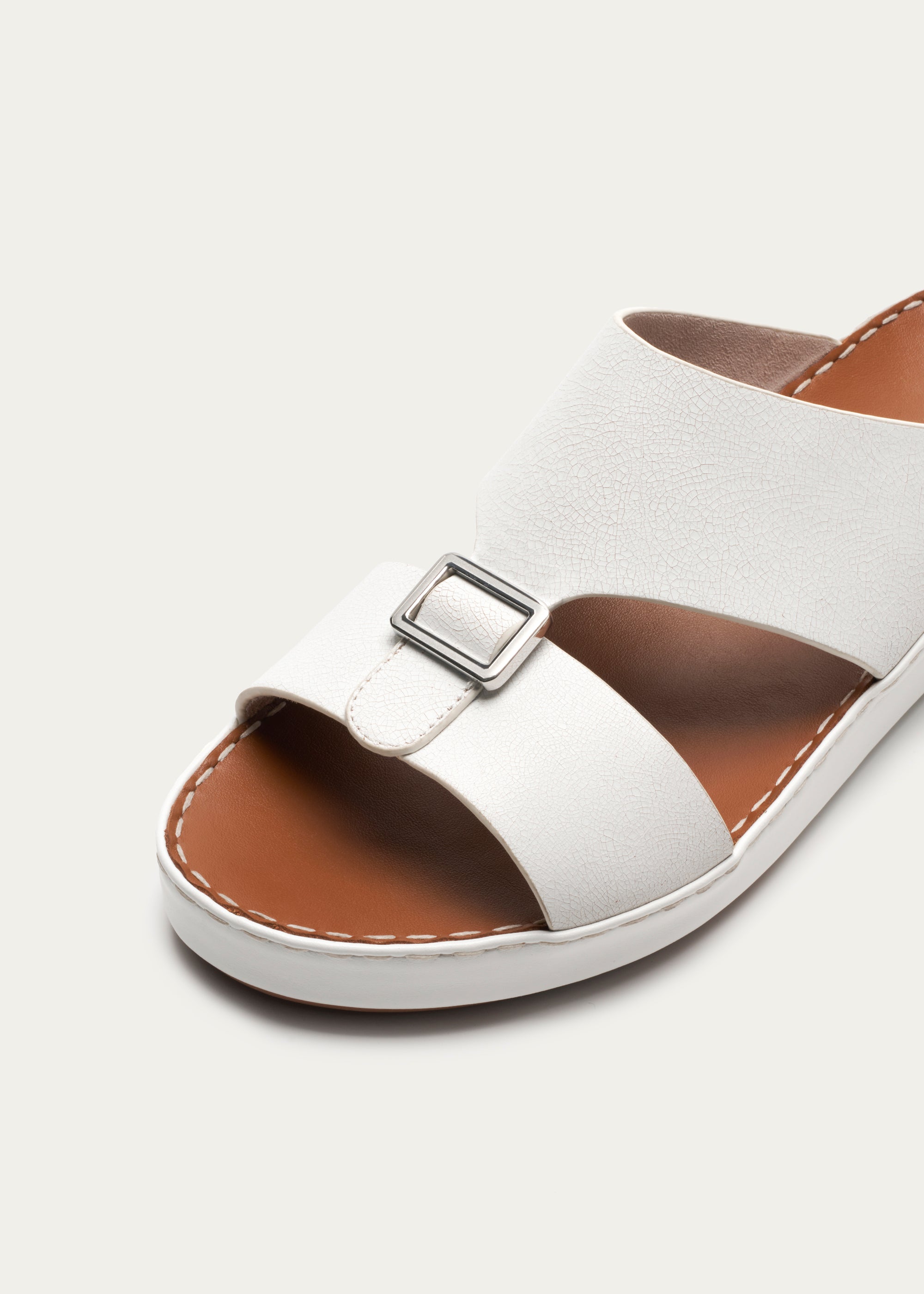 Calf Leather Sandals-Ice Crakle Series-Ice Crack White