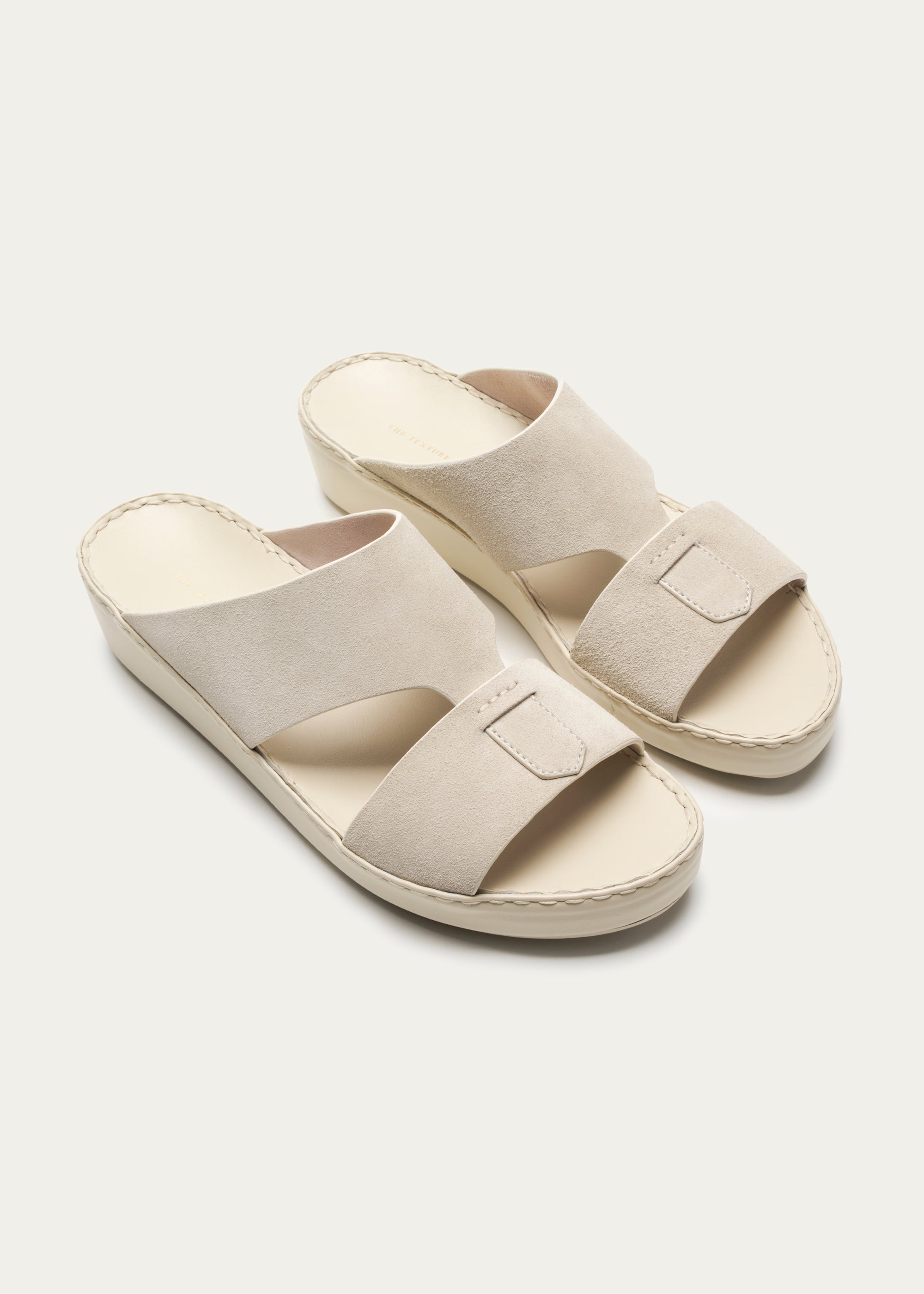Calf Leather Sandals-Suede Series-Apricot White