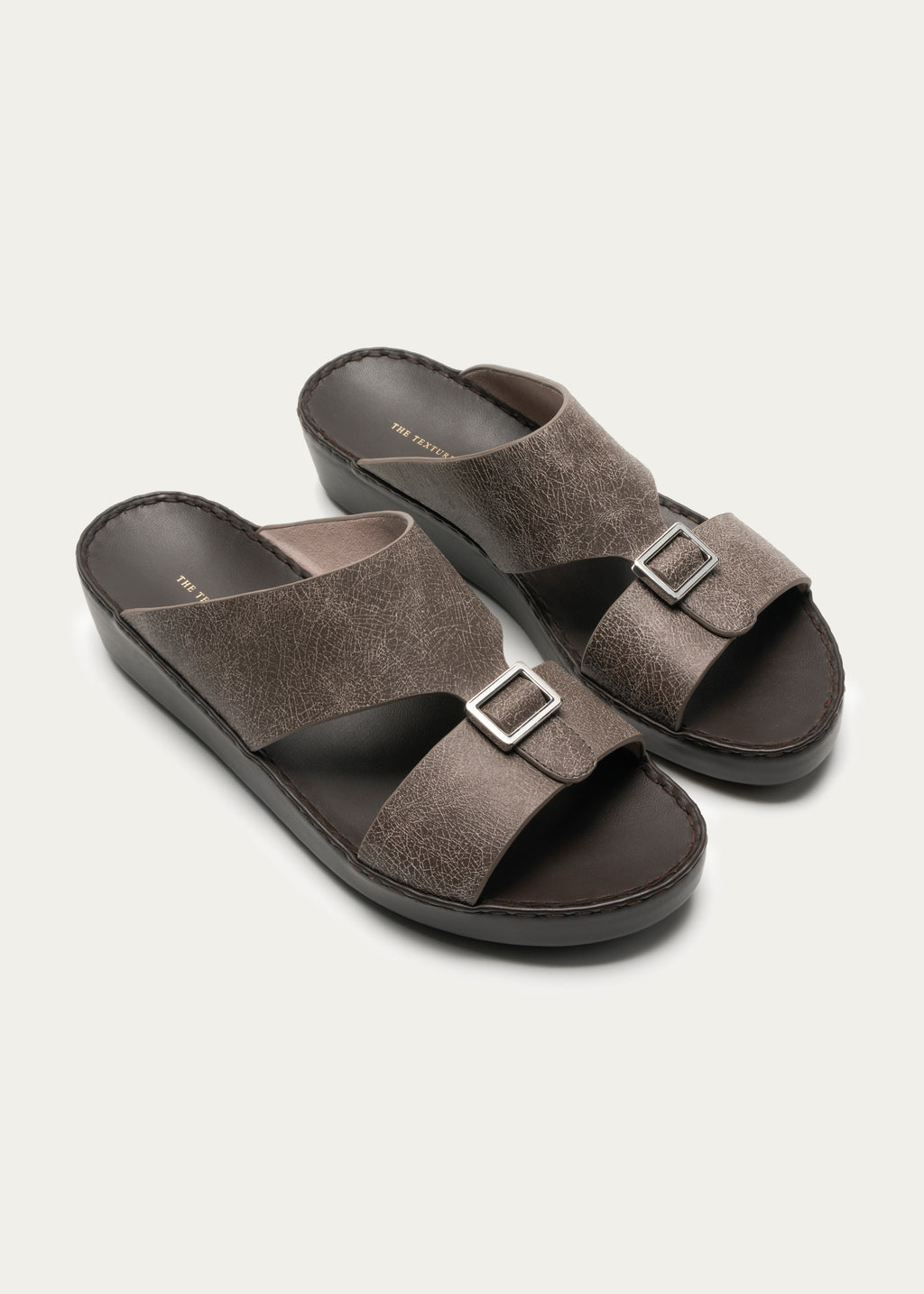 Calf Leather Sandals-Ice Crakle Series-Desert Gray