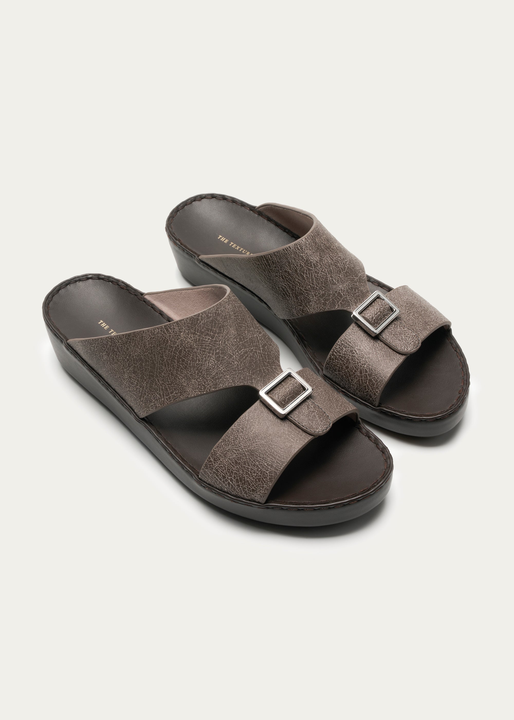 Calf Leather Sandals-Ice Crakle Series-Desert Gray